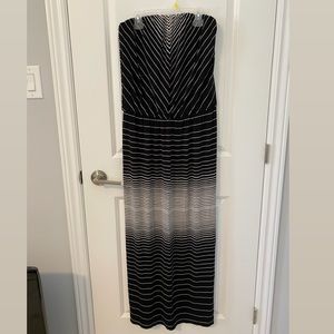 Lori Micheals Collection Striped Strapless Dress